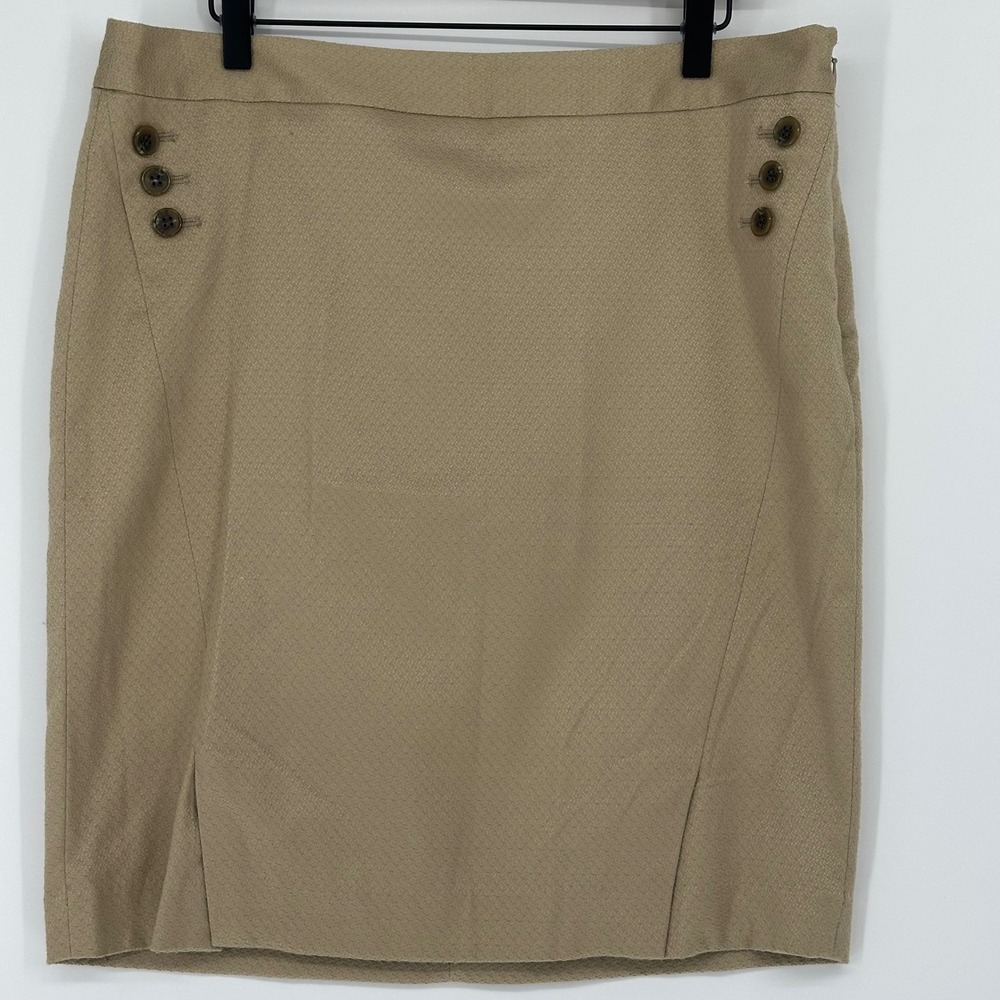 The Limited Womens Tan Textured Pencil Skirt Button Detail Size 14